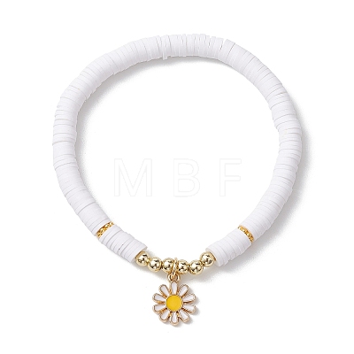 5Pcs 5 Styles Daisy Flower Alloy Enamel Charm Bracelet Sets BJEW-JB10545-1
