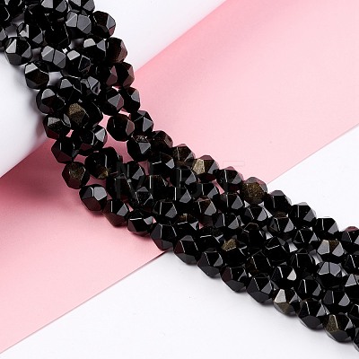 Natural Golden Sheen Obsidian Beads Strands G-C229-01B-1