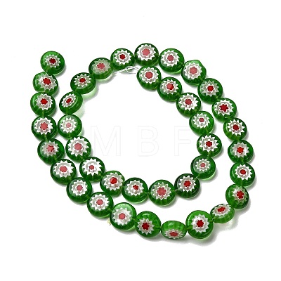 Handmade Millefiori Glass Flat Round Bead Strands LK-P011-24-1