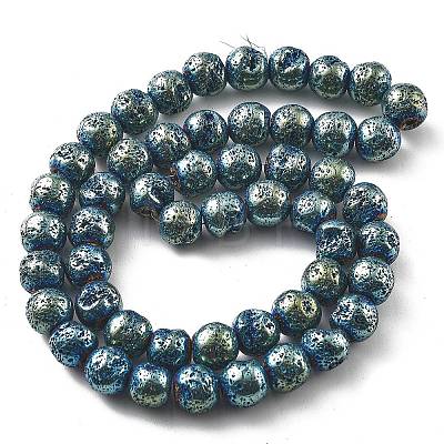 Electroplated Natural Lava Rock Beads Strands G-A251-E01-01E-1