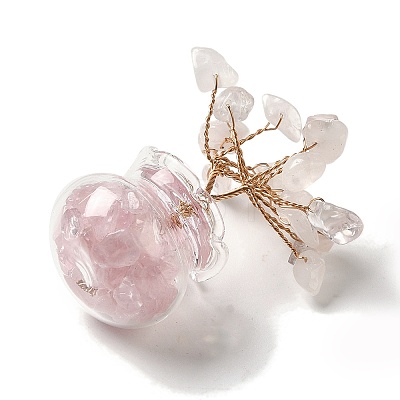 Natural Rose Quartz Chips Tree Decorations DJEW-Z007-02A-1