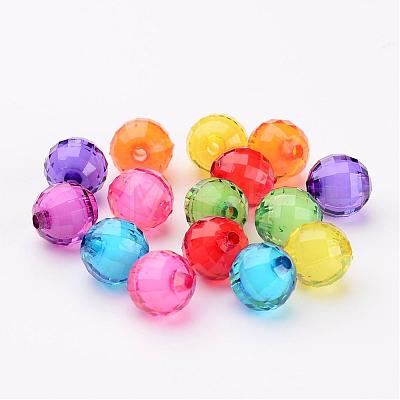 Mixed Color Transparent Acrylic  Faceted Round Beads X-TACR-S086-12mm-M-1