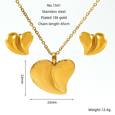 304 Stainless Steel Pendant Necklaces & Stud Earrings FS-WG14082-12-1