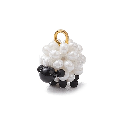 Glass Seed Beaded Sheep Charms PALLOY-MZ00545-1