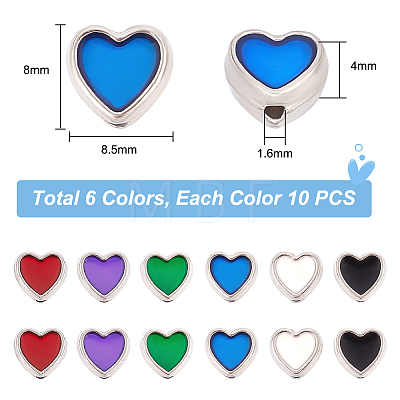   60Pcs 6 Colors Alloy Enamel Beads ENAM-PH0002-47-1