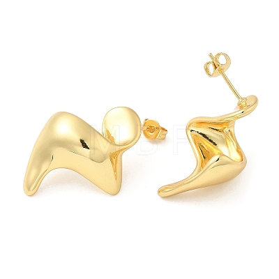 Rack Plating Brass Twist Stud Earrings for Women EJEW-D068-03G-1