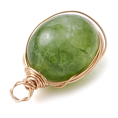 Dyed Natural Malaysia Jade Copper Wire Wrapped Pendants PALLOY-JF02879-1