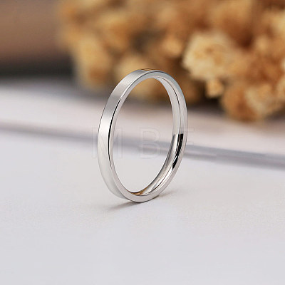 Anti-Tarnish Rhodium Plated 925 Sterling Silver Plain Band Rings RJEW-P099-01B-P-1