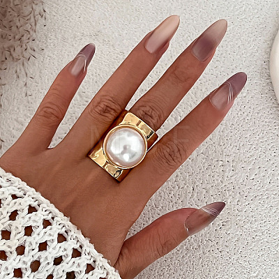 Alloy with Plastic Pearl Finger Rings FS-WGC5205-01-1