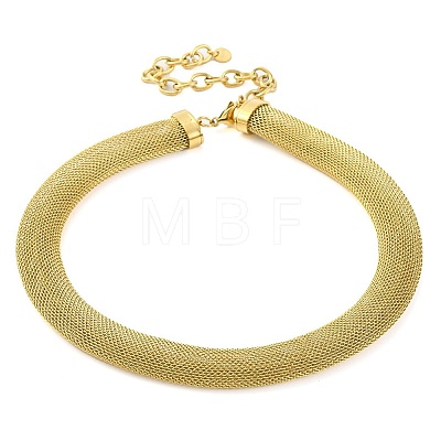 304 Stainless Steel Mesh Chain Choker Necklaces for Women NJEW-U012-03G-01-1