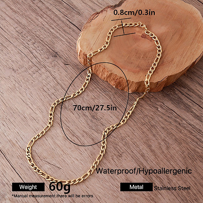 Vintage Style 8MM 304 Stainless Steel Figaro Chain Necklaces for Women ZQ6132-2-1