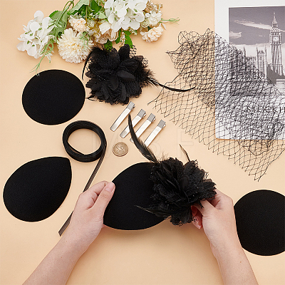 Fingerinspire Gothic Style  Fascinator DIY Kit DIY-FG0005-11-1