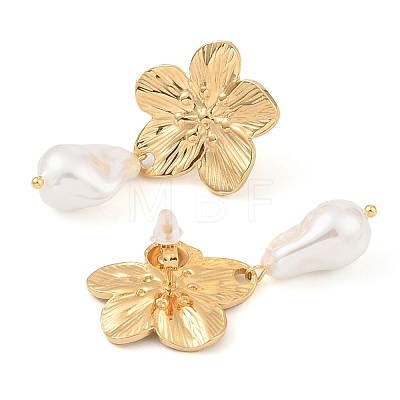 Flower 304 Stainless Steel Stud Earrings EJEW-Z065-13G-1