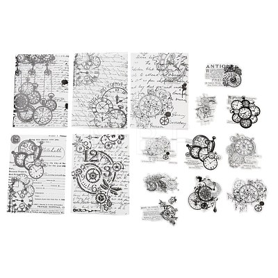30Pcs 15 Styles Clock Theme Scrapbook Paper Kits DIY-D075-02-1