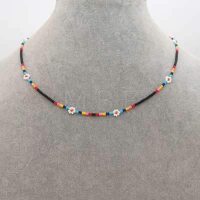 Vintage Round Glass Seed Beaded Necklaces for Women KY5585-3-1