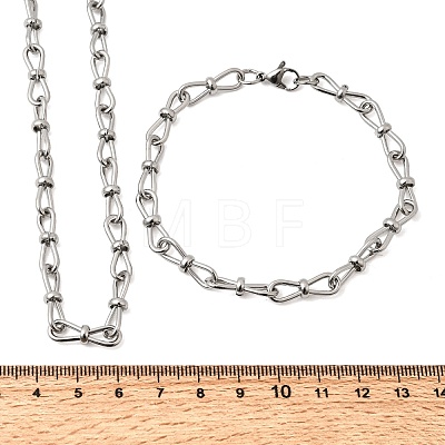 304 Stainless Steel Link Chain Bracelet & Necklace Jewelry Sets SJEW-L199-10P-1