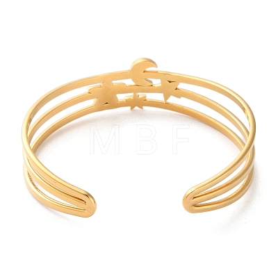 304 Stainless Steel Cuff Bangles for Women BJEW-K263-05G-01-1