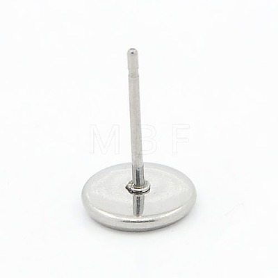 Tarnish Resistant 304 Stainless Steel Flat Round Stud Earring Settings X-STAS-I017-04-1