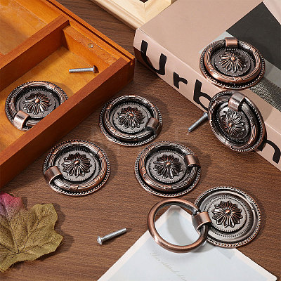 8Pcs Flower Zinc Alloy Cabinet Handles AJEW-FH0006-30A-1