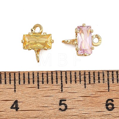 SHEGRACE Brass Pave Cubic Zirconia Rectangle Connector Charms XGRQ2O369-438G-1