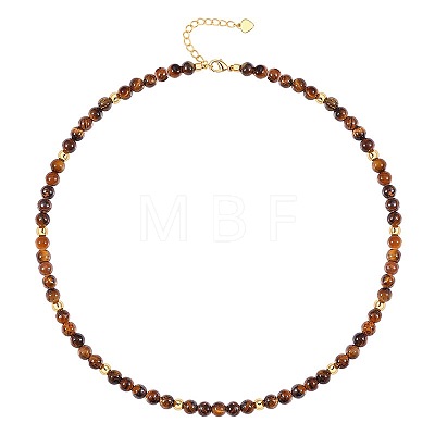 Bohemian 5mm Natural Tiger Eye Round Beaded Necklaces for Women LS-MF9684-2-1