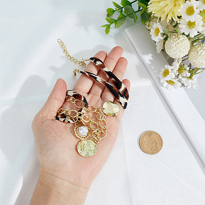 Alloy Crystal Rhinestone with Imitaiton Pearl Pendant Polyester Collar Necklaces for Women NJEW-SP0001-17A-1