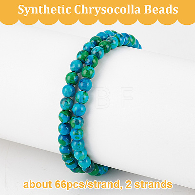 Olycraft 2 Strands Synthetic Chrysocolla Beads Strands G-OC0004-97-1