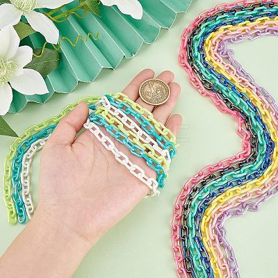 20 Strands 10 Colors Acrylic Opaque Cable Chains PACR-FH0001-05-1