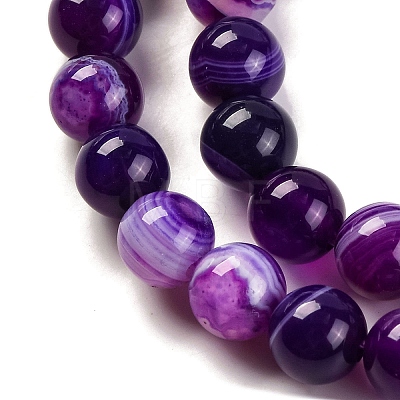 Natural Striped Agate/Banded Agate Beads Strands G-H037-A02-03-1