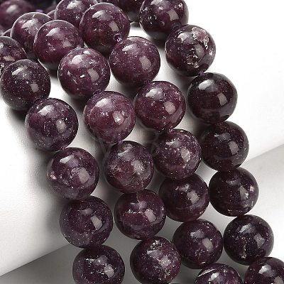 Natural Lepidolite/Purple Mica Stone Beads Strands G-H335-B03-12mm-A-1