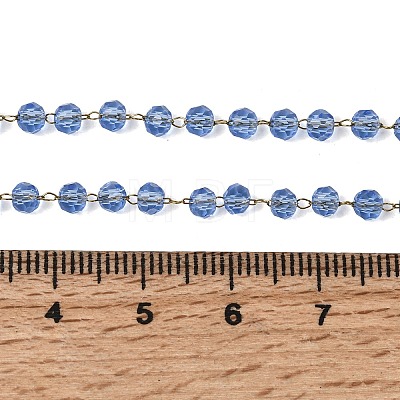 304 Stainless Steel with Glass Faceted Rondelle Bead Handmade Link Chain Birth Stone Necklaces for Women NJEW-G195-01G-07-1