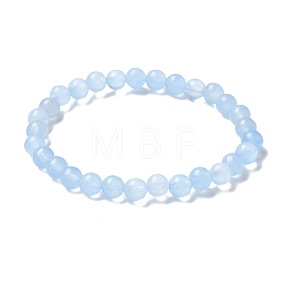 Natural & Dyed White Jade Bead Stretch Bracelets BJEW-K212-A-018-1