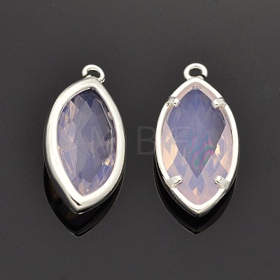Silver Color Plated Brass Glass Pendants GLAA-J071-04S-1