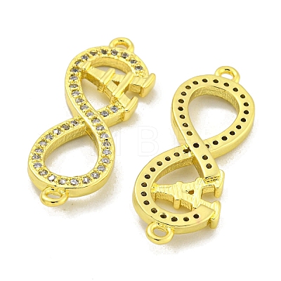 Rack Plating Brass Micro Pave Clear Cubic Zirconia Infinity with Tower Links KK-B091-48G-01-1