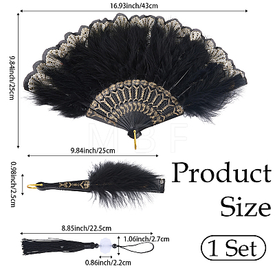 Plastic Folding Fan with Tassels AJEW-WH20130-170B-1
