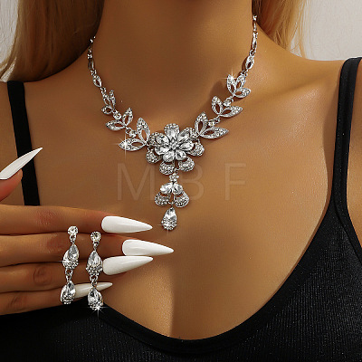 Alloy Rhinestone Stud Earrings & Necklaces Sets for Women WGAAFBB-02-1