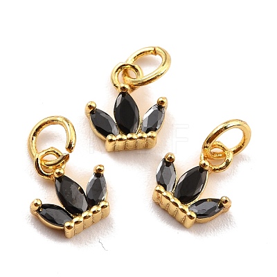 Brass Cubic Zirconia Charms KK-A156-02G-RS-1