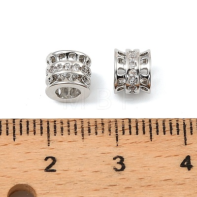 Brass Micro Pave Cubic Zirconia Beads KK-C155-21P-1