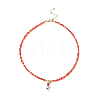 3Pcs 3 Style Glass Seed & Brass Heart Beaded Necklaces Set NJEW-JN03965-1