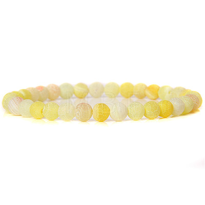 Natural Yellow Agate Round Beaded Stretch Bracelet SF8562-26-1-1