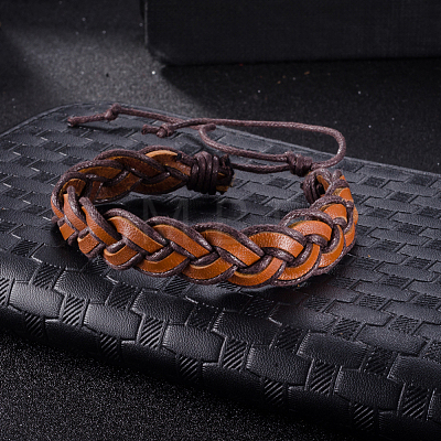 Adjustable Casual Unisex Braided Leather Bracelets BJEW-BB15584-1