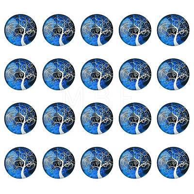 Half Round/Dome Tree Pattern Glass Flatback Cabochons for DIY Projects GGLA-YW0001-14K-1