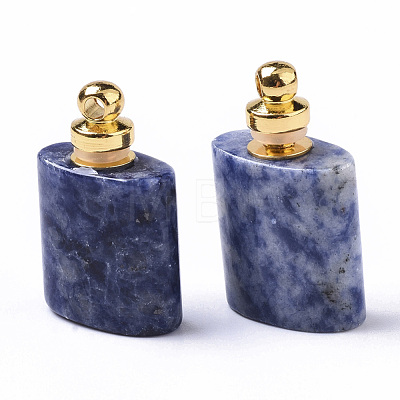 Natural Blue Spot Jasper Openable Perfume Bottle Pendants G-T130-14B-1