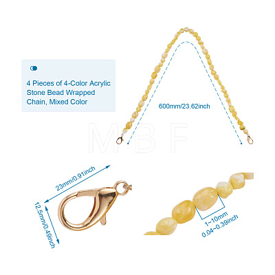 Givenny-EU 4Pcs 4 Colors Acrylic Beads Bag Strap FIND-GN0001-06-1