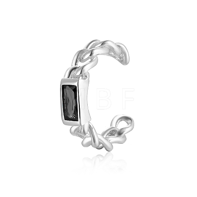 Anti-Tarnish Geometric Rectangle Fashionable Silver Clip-on Earrings with S925 Silver Chain Charm XA9754-2-1