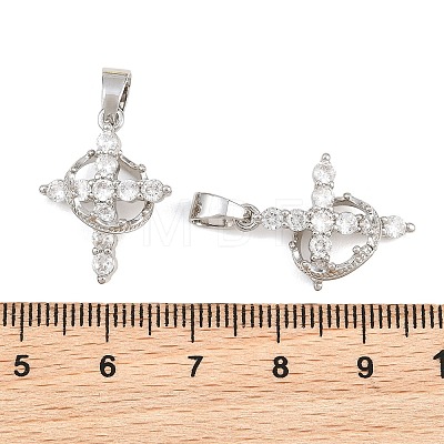Brass Pave Clear Cubic Zirconia Pendants KK-CBA6A75-55B-P-1