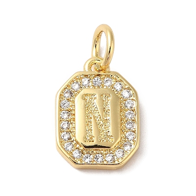 Real 18K Gold Plated Brass Micro Pave Clear Cubic Zirconia Pendants KK-L216-002G-N-1