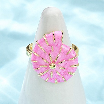 Brass Enamel Adjustable Cuff Rings for Women RJEW-G357-01M-1