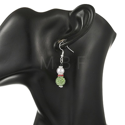 Christmas Handmade Polymer Clay Rhinestone Dangle Earrings EJEW-JE07518-02-1