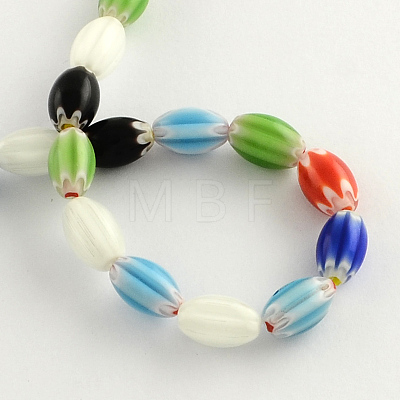 Oval Handmade Millefiori Glass Beads Strands X-LK-R004-38-1